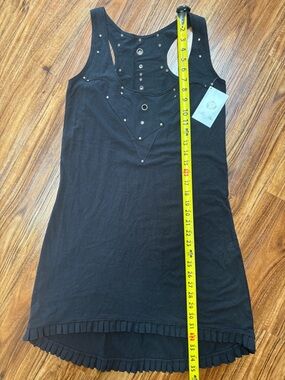 Sleeveless Black Stud-Accent Tank Dress - Unbranded